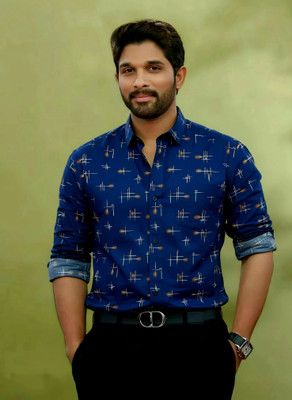 SHUBHFLAX Men Printed Casual Dark Blue Shirt