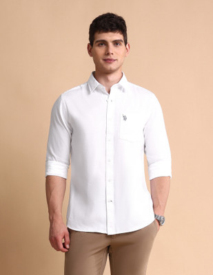 U.S. POLO ASSN. Men Solid Casual White Shirt