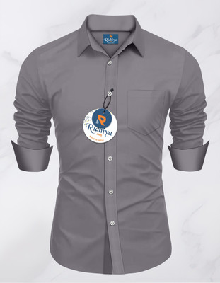 Dharma Production Men Solid Casual Grey Shirt