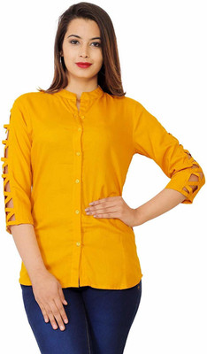 Muskan Garmentss Women Solid Casual Yellow Shirt
