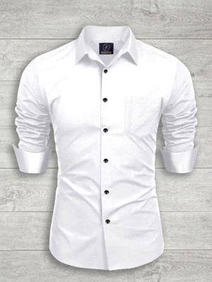 HouseOfCommon Men Solid Casual White Shirt