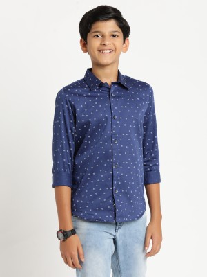 INDIAN TERRAIN Boys Printed Casual Blue Shirt