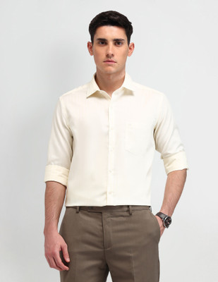 ARROW Men Self Design Formal Yellow Shirt
