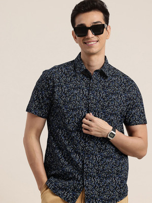HERE&NOW Men Printed Casual Black Shirt