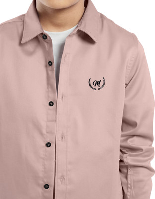 KIYATRA Boys Solid Party Pink Shirt