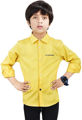 Paper Crane Boys Solid Casual Yellow Shirt