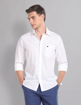 AD by Arvind Men Solid Casual White Shirt