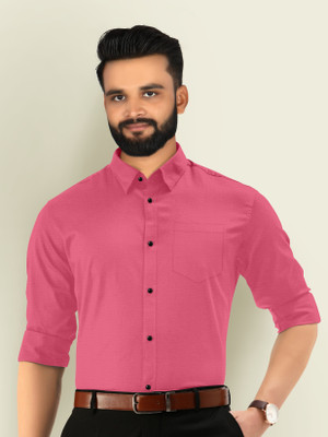 LAMATTE Men Solid Formal Pink Shirt