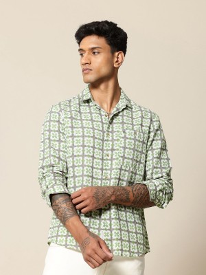 Mr Bowerbird Men Printed Casual Green Shirt