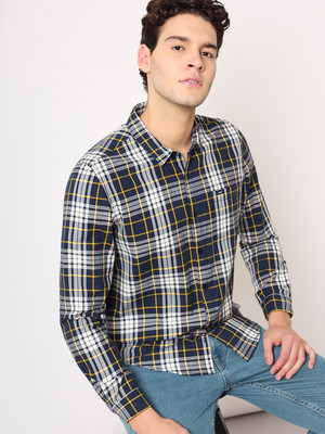 LEE Men Checkered Casual Blue Shirt