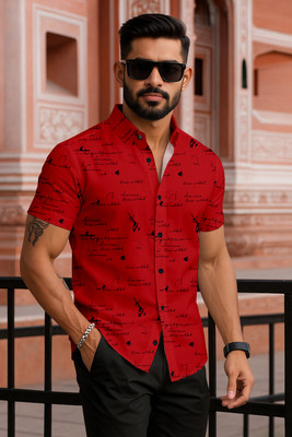SEVENTEENSTITCH Men Printed Casual Red Shirt