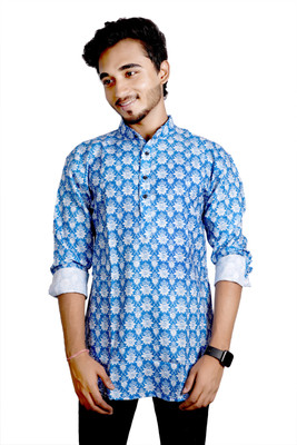 sufiyan digital studio Men Printed Casual White, Blue Shirt