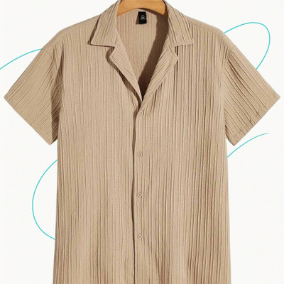 A Dearise Trend Men Self Design Casual Cream Shirt