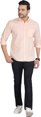 FAVNIC Men Solid Casual Beige Shirt