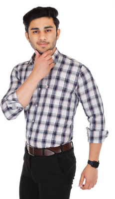 Shreyash Trend Men Solid Casual Dark Blue, Red, White Shirt