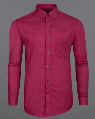 french crown Men Solid Casual Pink Shirt