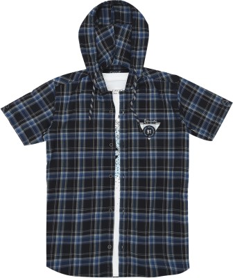 CAVIO Boys Checkered Casual Black, White, Dark Blue Shirt(Pack of 2)