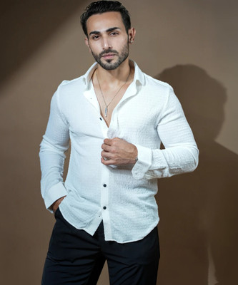Bluecorp enterprise Men Solid Casual White Shirt
