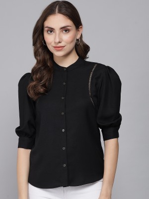 BEATNIK Women Solid Casual Black Shirt