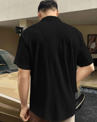 StellLIFEsTYLE Men Solid Casual Black Shirt