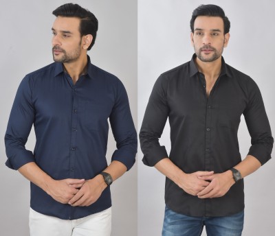 Hems trends Men Solid Casual Multicolor Shirt(Pack of 2)