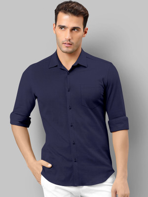 SOUNDRYAFABRIC Men Solid Casual Dark Blue Shirt