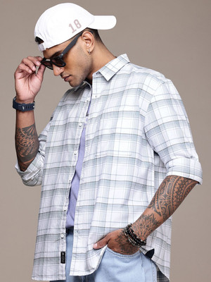 Roadster Men Checkered Casual Blue Shirt