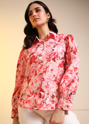 METRONAUT Women Printed Casual Pink Shirt