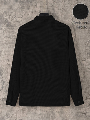 quinlan Men Self Design Casual Black Shirt