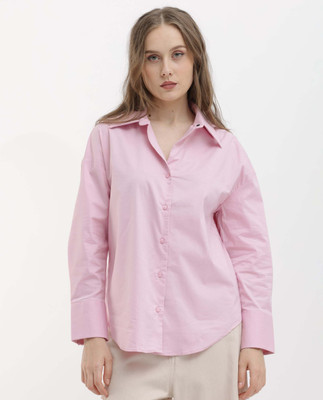 RAREISM Women Solid Party Pink Shirt