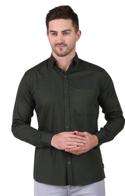 Vilantra Fashion Men Solid Casual Dark Green Shirt