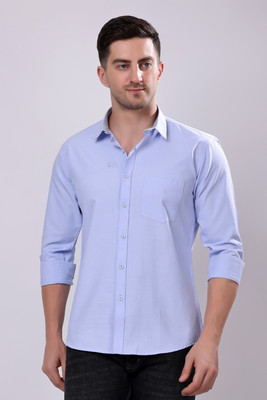 Stylox Men Solid Casual Blue Shirt