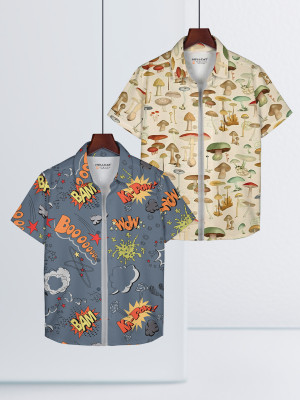 Hellcat Boys Animal Print, Floral Print Casual Multicolor Shirt(Pack of 2)
