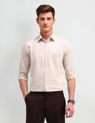 ARROW Men Solid Formal Beige Shirt