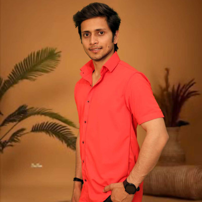 Label nj Men Solid Casual Red Shirt