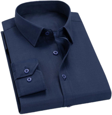 CHEAPSHIRTS Men Solid Formal Dark Blue Shirt