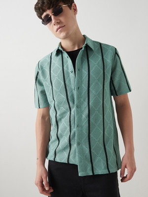 BEWAKOOF Men Self Design Casual Green Shirt