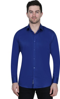 Platinum Fashion Men Solid Casual Dark Blue Shirt