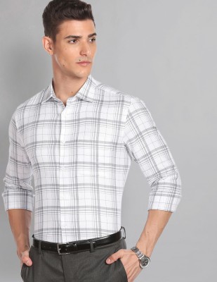 AD by Arvind Men Checkered Formal Grey, White Shirt