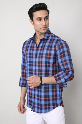 Tanip Men Checkered Casual Blue Shirt
