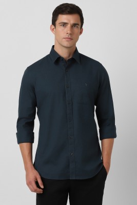 VAN HEUSEN Men Self Design Casual Blue Shirt