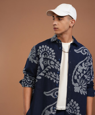 HIGHLANDER Men Printed Casual Blue, Grey Shirt