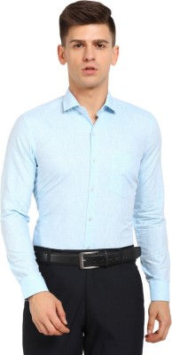 V-MART Men Self Design Formal Light Blue Shirt