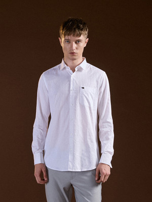THE BEAR HOUSE Men Self Design Formal White Shirt