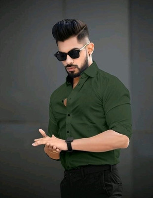 TyrellFashion Men Solid Casual Green Shirt