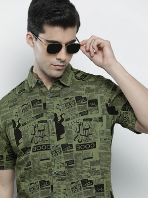 The Indian Garage Co. Men Printed Casual Green Shirt