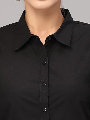 HOUSE OF WHITE & BLACK Women Solid Formal Black Shirt