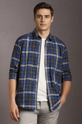 LOUIS PHILIPPE Men Checkered Casual Dark Blue Shirt