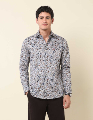 U.S. POLO ASSN. Men Floral Print Casual Grey Shirt