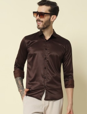 Surhi Men Solid Casual Brown Shirt